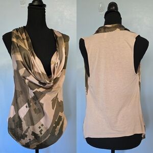 Flounce Silk Womens Cowl-neck Top M